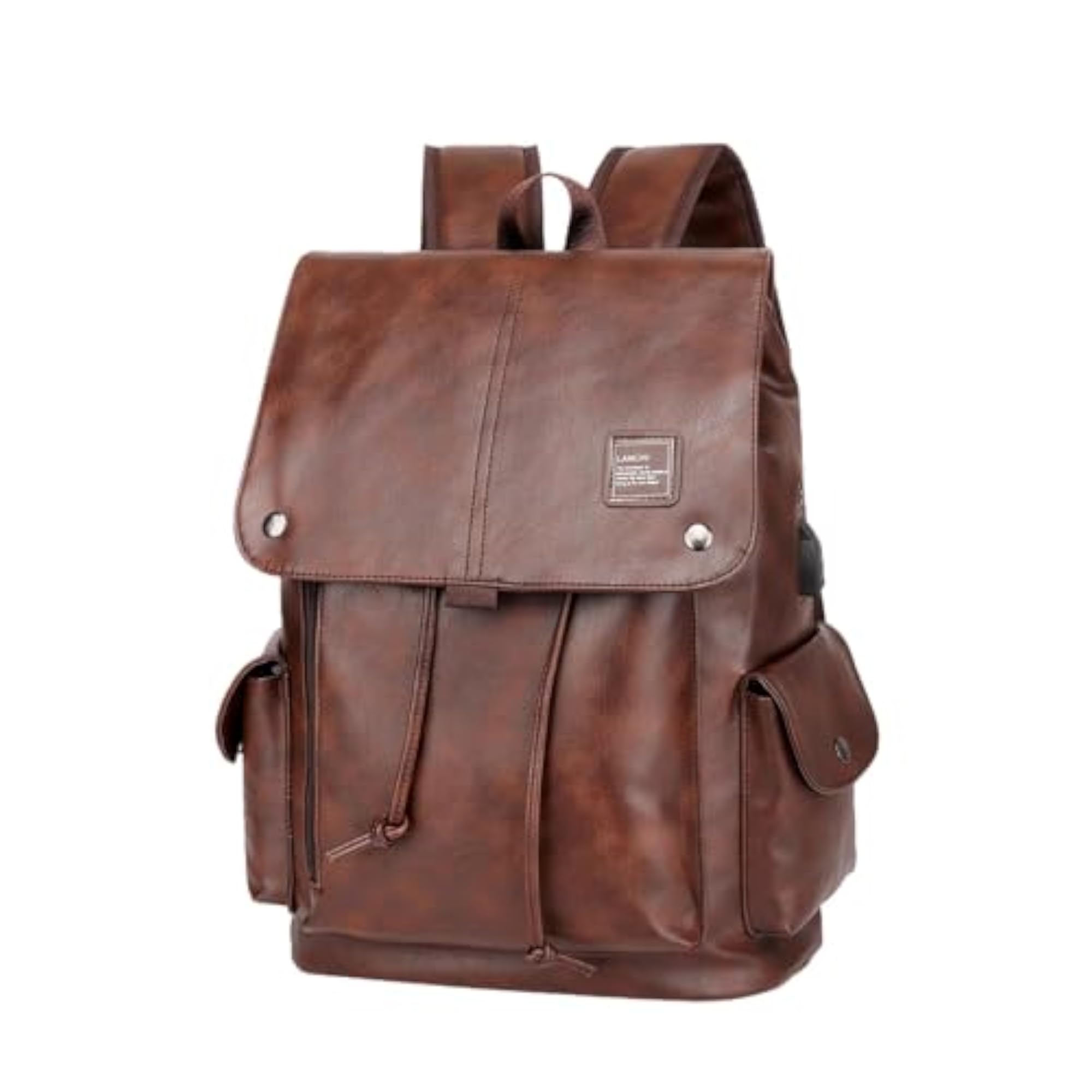 Fashion PU Leather Backpack, Multipurpose Drawcord Bag
