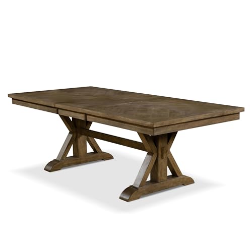 Furniture of America Kora Rustic Wood Extendable Dining Table in Rustic Brown