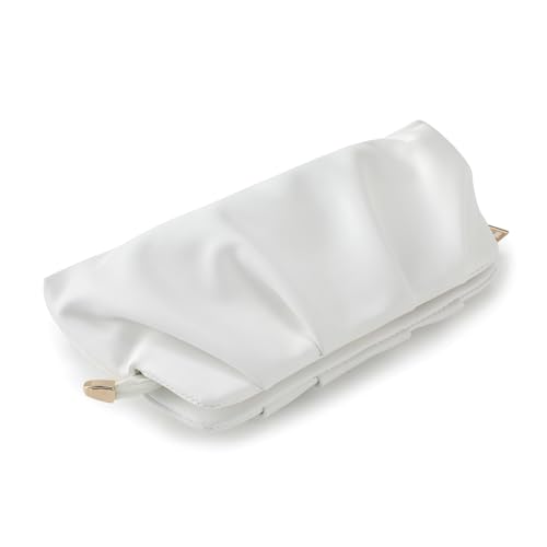 Image of Evening Bag for Women Ruched Clutch Purse Detachable Metal Chain Crossbody Bag