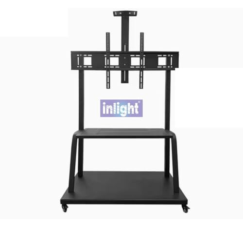 Image of Inlight Rolling /Mobile TV Cart with Wheels for 55-86 Inch LCD LED 4K Flat Screen TVs, TV Floor Stand with Shelf Holds Up to 120 Kgs | Adjustable Height Trolley Max VESA 900 x 600 mm