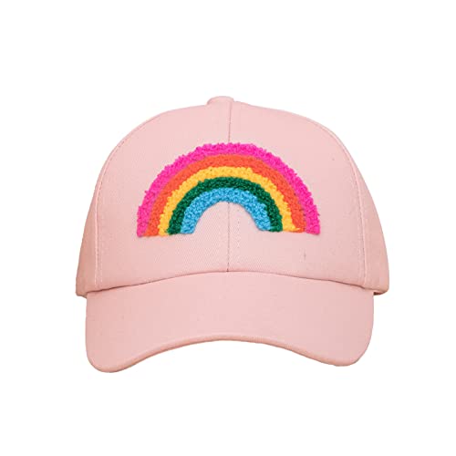 Julerwoo Kids Girls Pink Cotton Baseball Cap Unicorn Rainbow Embroidery Sun Hat3