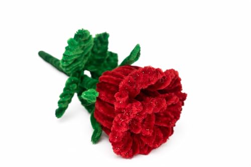 Arova, DIY Pipe Cleaner Craft Rose, Red Flower, 24cm Height, Vale...