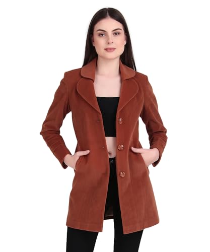 Image of Women's Wool Blend Long Coat with Stylish Lapel Collar and Button Closure - Elegant Winter Overcoat for Casual & Formal Wear
