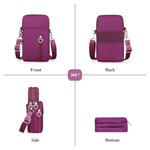 Image of WITERY Waterproof Nylon Cute Crossbody Cell Phone Purse Smartphone Wallet Bag for Women