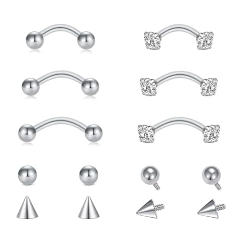 Briana Williams Rook Piercing Jewelry Rook Jewelry Rook Earrings Surgical Steel Eyebrow Piercing Jewelry Internally Threaded Eyebrow Rings 16g Vertical Labret Lip Jewelry 6mm 8mm 10mm Cover