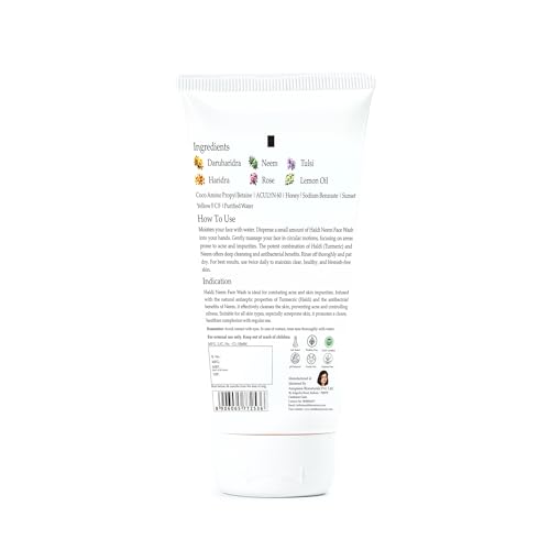 Image of ARISH BIO-NATURAL Haldi Neem Face Wash- 150 ml | Turmeric, Tulsi & Honey | Herbal Anti-Acne Cleanser for Pimples & Blemishes | Deep Cleansing for Oily & Acne-Prone Skin | For Women & Men All Skin Types