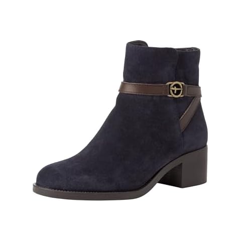 Tamaris Women's Navy Suede Heeled Ankle Boots Cover