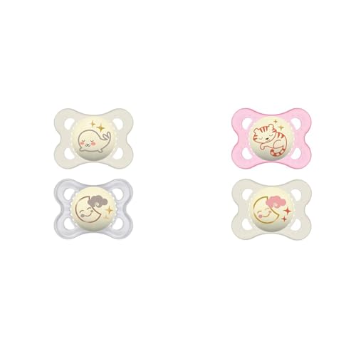 Image of MAM Night Pacifiers for Babies 0-6 Months with Glow-in-Dark and Self Sterilizing Case (2 Pacifiers)
