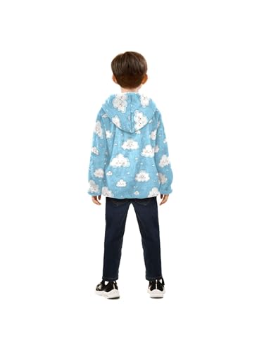 Cute Cloud Blue Sky Girls Fleece Jacket Girls Fall Jacket Boys Coats Zip Up Hoodie Children Sherpa Warm Outerwear 2-10T4