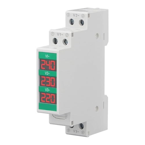 3 Phase Voltmeter AC 3P Voltage Meter Din Rail Mount Electric Power Meter Voltage Measuring Monitor Panel 60?450V