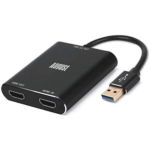 HDMI Capture Card - August VGB500 - USB 3.0 Full HD 1080p 60fps - Capture, Record and Stream PS4, Xbox One and Nintendo Switch, for PC, Mac & Linux