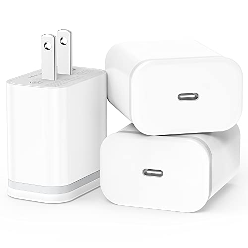iPhone 15 14 13 12 11 Charger Cube 3-Pack Plug Charging Block for 15 14 13 12 11 Pro Max XS X XR SE 8 7 6 6S Plus, iPad, AirPods Pro, 20W USB C Power Adapter Fast PD USBC Wall Brick Type C Box