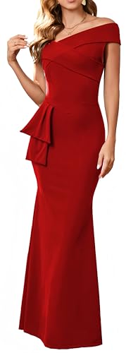 Image of Elegant Formal Long Dress for Women Sexy Red Evening Dresses Fashion Cocktail Party Dress Wedding Guest Long Maxi Dress