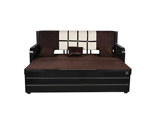 Image of Furniture Premium Etrica (6X4) Single Size Sofa Cuma Bed Metal Sofa Bed with Hydraulic Storage - 3 Seater Sofa with Cushions, Modern Living Room Sofa Set - Black Matte (Single Size (6X4)