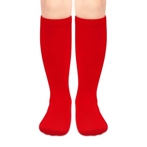 qikqik Youth Baseball Socks Kids Baseball Socks Youth Soccer Socks Kids 6-8 Boys Soccer Socks 6-8 Years Old Red Football Socks