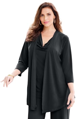 Catherines Women's Plus Size Dream Drape Cardigan and Tank Duet