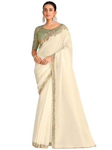 Image of AKHILAM Women's Satin Sequence Embroidery Saree With Unstitched Blouse Piece(SNDLWOD1601 TFH Parent)