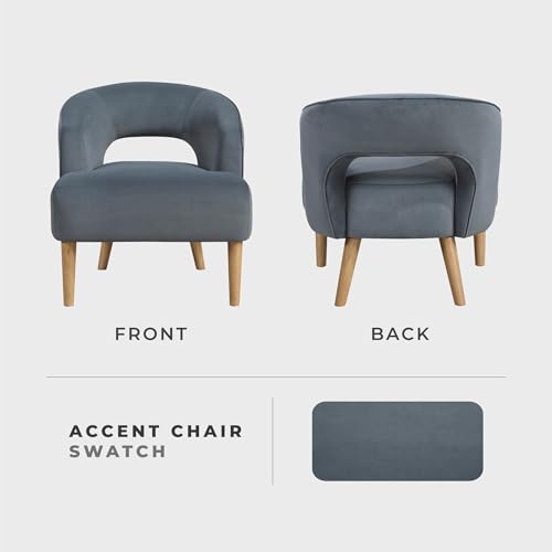 Sillón con brazos terciopelo moderno gris oscuro miniatura 4