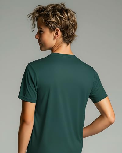 Image of Real Essentials 5 Pack: Boys Breeze Tech Dry-Fit Short Sleeve Athletic T Shirt Active Workout Gym Kids Youth