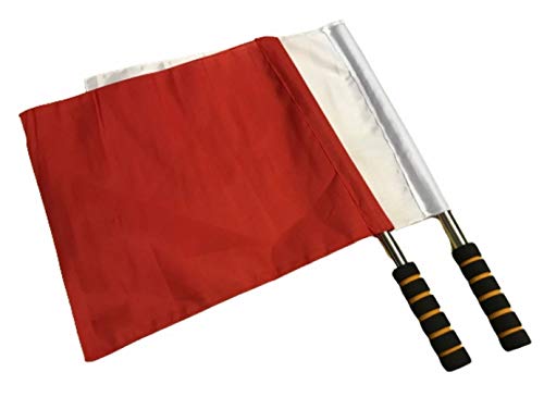 手旗 紅白セット 赤白 合図旗 交通誘導旗 試合判定 ジャッジ 旗振り ステンレス 滑り防止グリップ 軽量のサムネイル