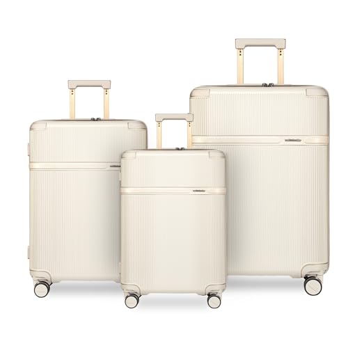 Image of Arctic Hunter 3-Piece Luggage Set - 20 inch 24 inch 28 inch PC Hardshell Suitcases with TSA Lock, Silent 360 TPE Wheels & Multi-Pocket Organization, Durable Check-in & Carry-On Trolley Bags, Off-White