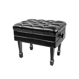 GPAIHOMRY In hoogte verstelbare pianobank met elegante hoefijzerkruk, draagvermogen tot 180 kg, 61 x 43 x 48-58 cm…