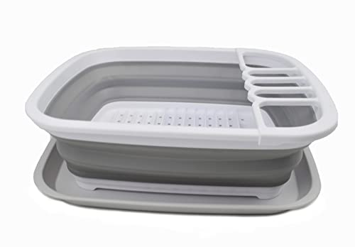 SAMMART 8L Collapsible Plastic Dish Drainer with Drainer Board, Foldable Drying Rack Set, Portable Dinnerware Organizer - Image 2