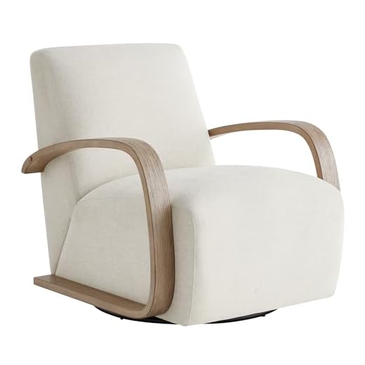 CHITA Swivel Accent Chair, Modern Arm Chair for Living Room, Linen in Fabric with Grey Wood Arm