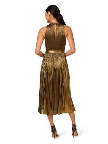 Adrianna Papell Women's Halter Pleated Metallic Dress2