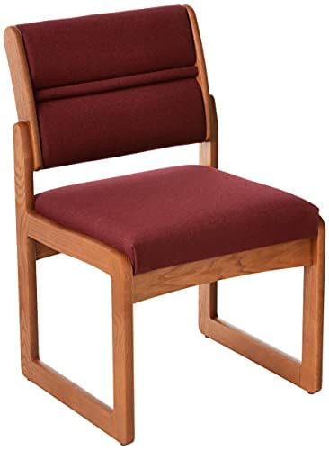 Valley Armless Guest Chair in Medium Oak - Cabernet Burgundy