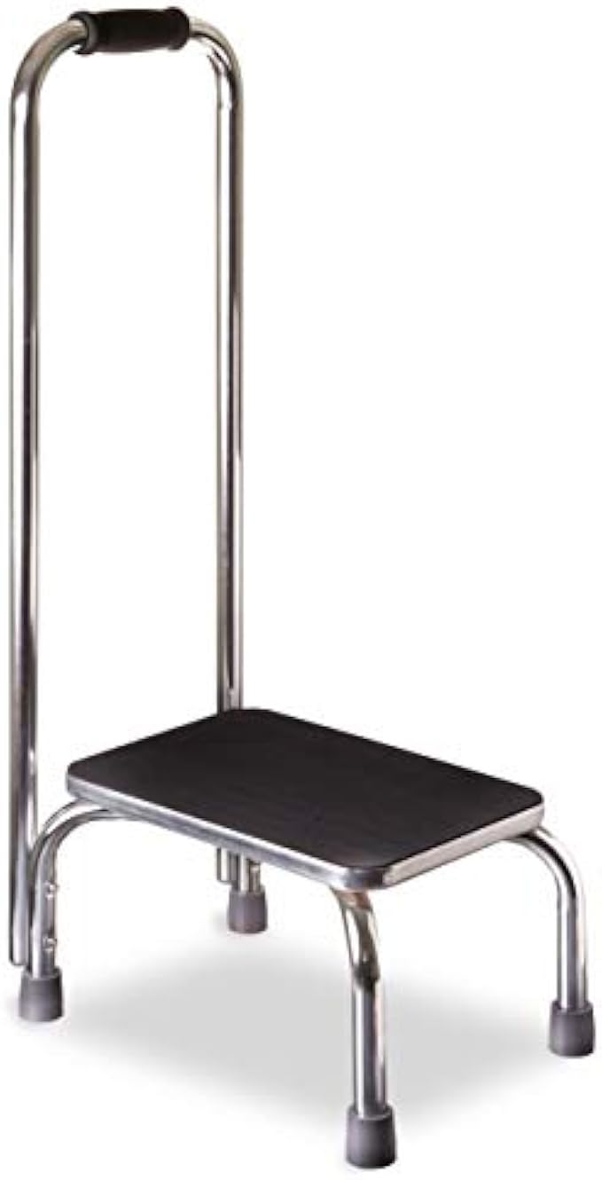 DMI Step Stool with Handle and Non Skid Rubber Platform, Lightweight and Sturdy Stool for Seniors, Adults and Children, Holds up to 300 Pounds with 9.5 Inch Step Up, Chrome