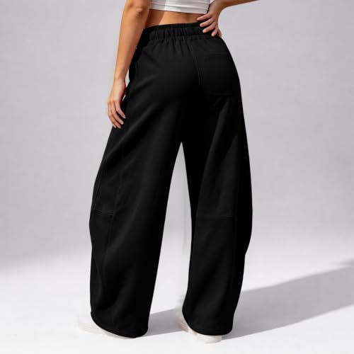 Shamonaty Barrel Sweatpants Women Wide Leg Baggy Drawstring Y2K Track Pants - image 4