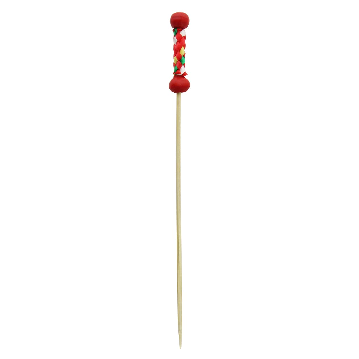 PacknWood - 209BBFUJI- Brocheta de cuentas rojas biodegradables para cóctel, púas rojas de madera de bambú, pincho de cuentas rojas de bambú para aperitivos, 4.7 pulgadas de longitud (caja de 2000)