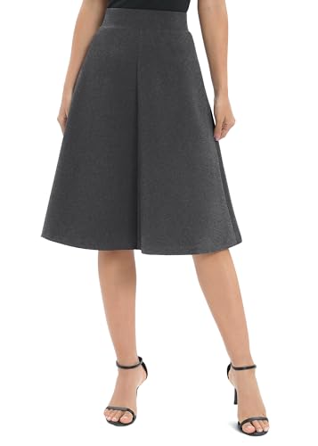 Image of Urban CoCo Women's A-Line Elastic High Waist Flare Work Midi Knee Length Stretchy Skirt