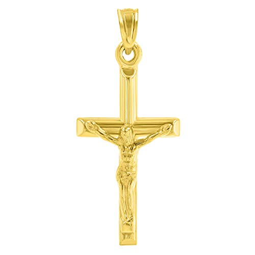 Jewelry America 14k Yellow Gold Simple and Classic Small Cross Crucifix Pendant