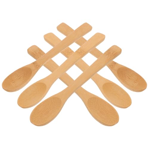 SOLUSTRE Elegant 6pc Bamboo Jam Spoons Set Espresso Serving Spoons Honey Food Salt Sugar Seasoning Multi-functional for Kitchen