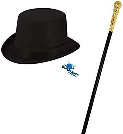 Adults Factory Owner Top Hat & Cane Book Week Fancy Dress (Black)