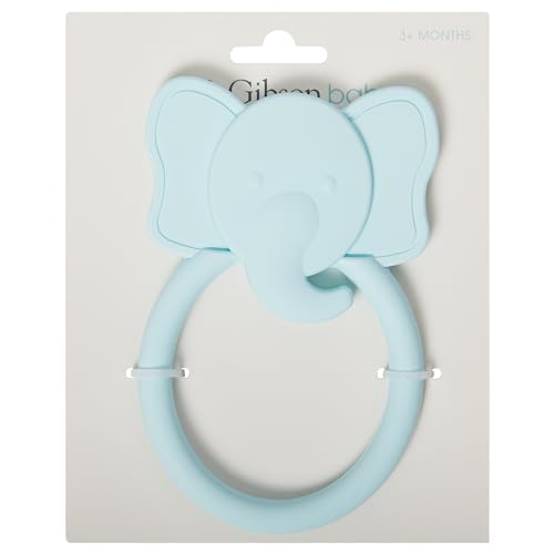 Image of C.R. Gibson 100% Food Grade Silicone Elephant Baby Teether for Infants, 2.75 inch x 4.25 inch, Multicolor | 100% food-grade, Easy-grip ring, Raised texture, Lightweight, Supports sensory exploration