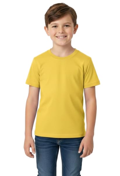 Image of T-Shirt for Boys | Super Colour (White Black Pink Yellow) Super Cotton [100% Pure] Solid Plain Tees