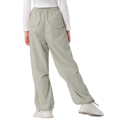 Image of Rolanko Wide Leg Girls Parachute Cargo Pants for Girls Butterfly Y2K Kids Cargo Jogger Trousers with Pockets Loose Fit