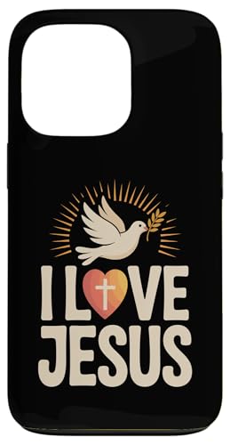 I Love Jesus Dove 平和なオリーブの枝 スマホケース iPhone 13 Pro 用