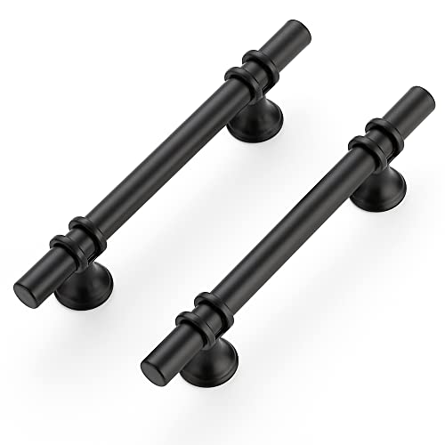 Image of Ravinte 30 Pack 6-3 /8 Inch Cabinet Pulls Kitchen Cupboard Handles with Round Base Matte Black Drawer Pulls Cabinet Handles 6-3 /8 inch Length,4 inch Hole Center