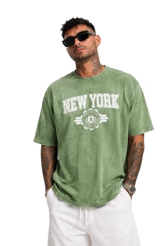 Image of London Hills Men's Oversized t Shirt for Men Graphic T-Shirt | Acid Wash Printed Men T-Shirts | Tshirt for man Round Neck Half Sleeve Pure Cotton Casual Mens tees | Off Shoulder Tshirt Shirts man