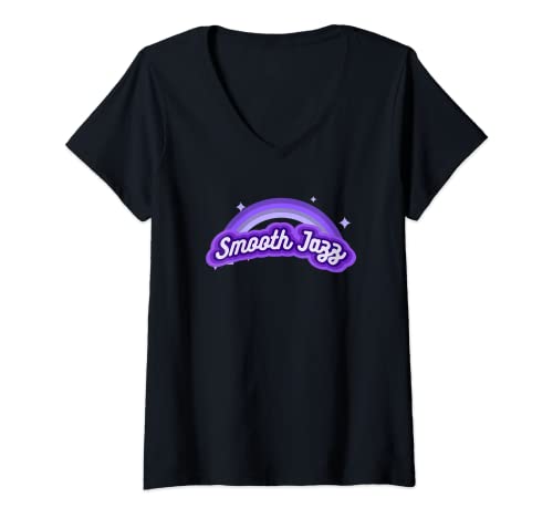 Femme Smooth Jazz Violet arc-en-ciel Smooth Festival Concert T-Shirt avec Col en V