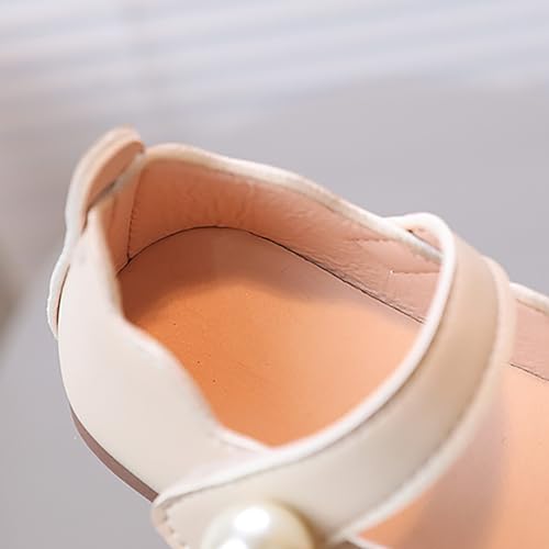 Toddler Flower Girls Dress Shoes Mary Jane Ballet Flat𝐬 for Part𝐲 School Wedding Low Heels Slip On Pearl Shoes4