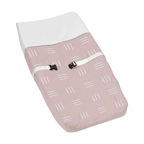 Image of Sweet Jojo Designs Mauve and White Boho Mudcloth Girl Baby Nursery Changing Pad Cover - Pink Dusty Rose Bohemian Woodland Tribal Southwest Mud Cloth Hatch Triple Line