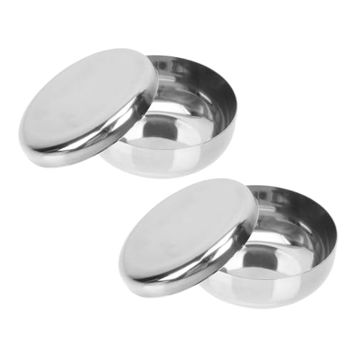SMASOLO 2 juegos Tazones de Arroz de Acero Inoxidable con Tapa de Cuencos Gruesos para Cocina Coreana Aptos para Servir Arroz Ensalada y Postres