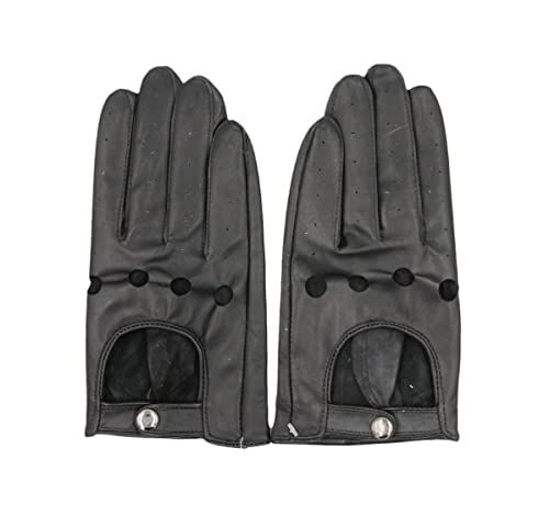 Guantes de conducción de cuero para hombre con diseño transpirable sin dedos