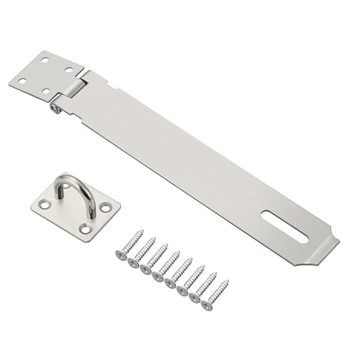 SAYAYO Hasp and Staple Shed Lock Padlock Hasp Door Lock Gate Latch 8 Inches, SUS304 Stainless Steel, Brushed Nickel Silver(Not Include Padlock)
