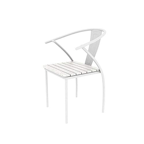 DENGSHENG SHOPS Outdoor Patio Courtyard Balcony Rooftop Multifunctional Wrought Iron Metal Frame Chair White